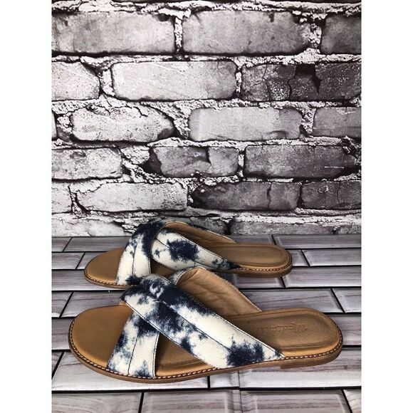 Madewell The Skyler Blue Tie Dye Leather Casual Flat Sandals Women Sz 8M US/39EU - Picture 10 of 16
